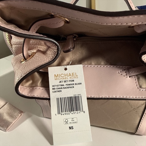 Michael Kors Blush Pink Pebbled Leather Chain-Accent Backpack main image 4